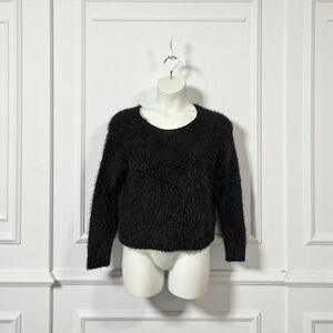 Love & Legend by Addition Elle, Plus Size Black Fuzzy Sweater, Size 1X